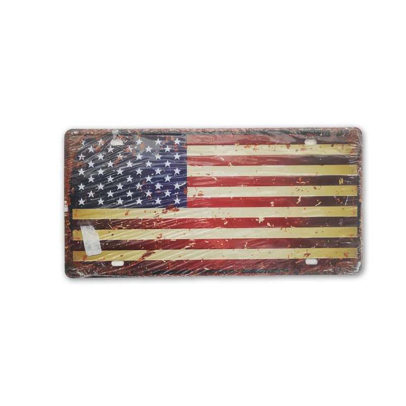 Vintage Metal American Flag USA Number Plate Sign