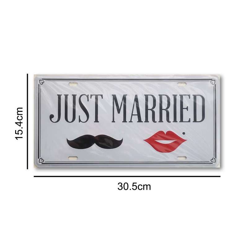 Metal Just Married Decor Number Plate Sign