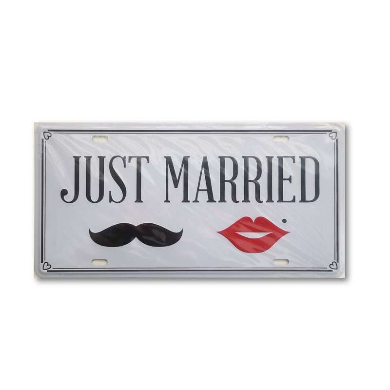 Metal Just Married Decor Number Plate Sign