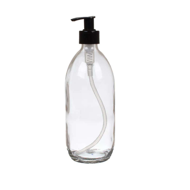 500ml Clear Glass Bottle with Lotion Pump Dispenser