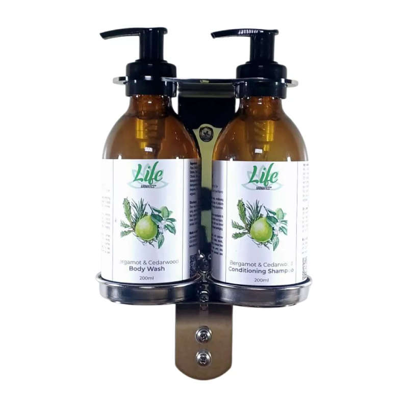 Double Wall-Mounted Soap Dispenser with Body Wash & Conditioning Shampoo