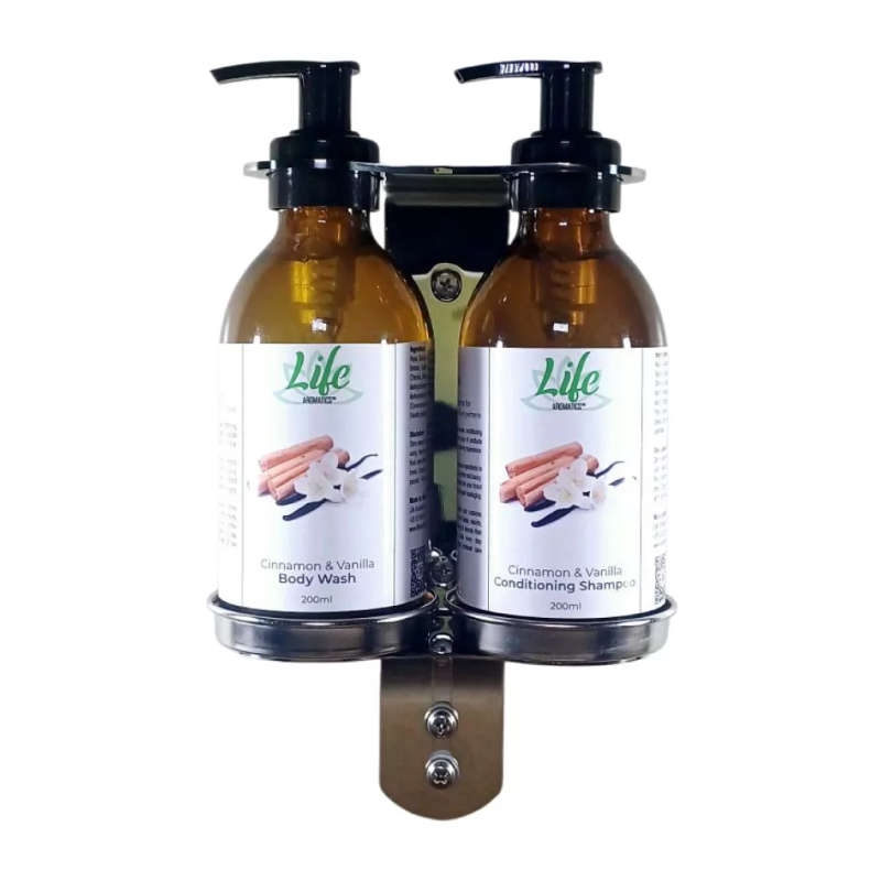Double Wall-Mounted Soap Dispenser with Body Wash & Conditioning Shampoo