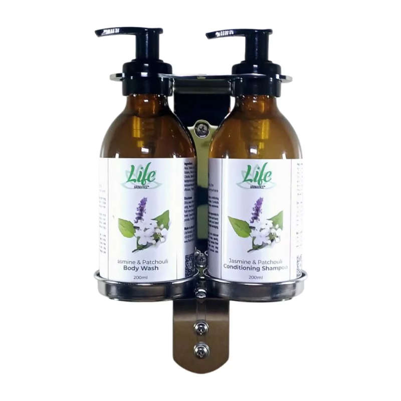 Double Wall-Mounted Soap Dispenser with Body Wash & Conditioning Shampoo