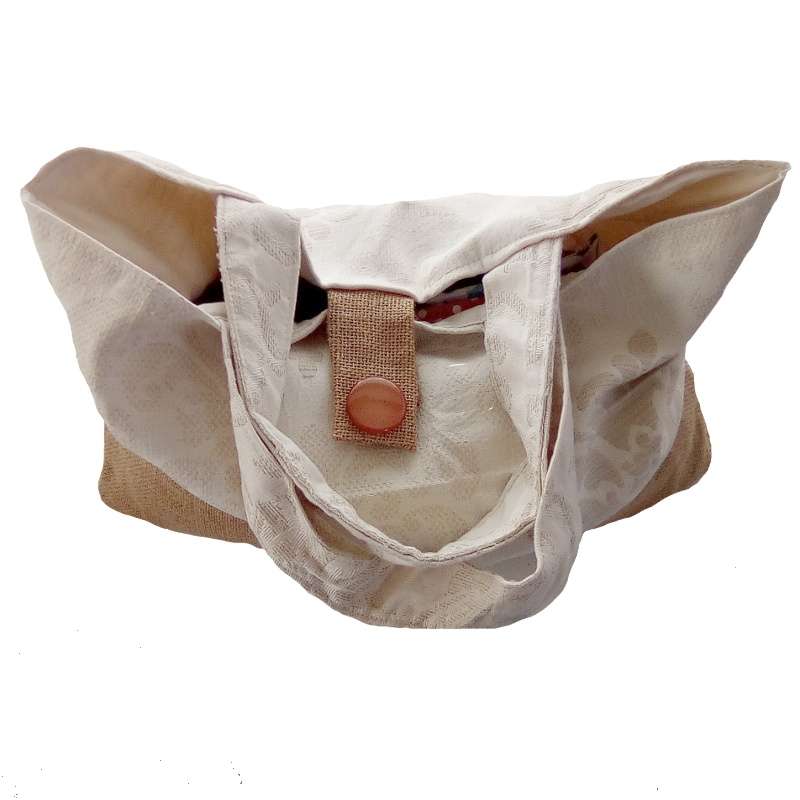 lil' Chirpy Bird's One-of-a-Kind Embossed Cream and Hessian Tote