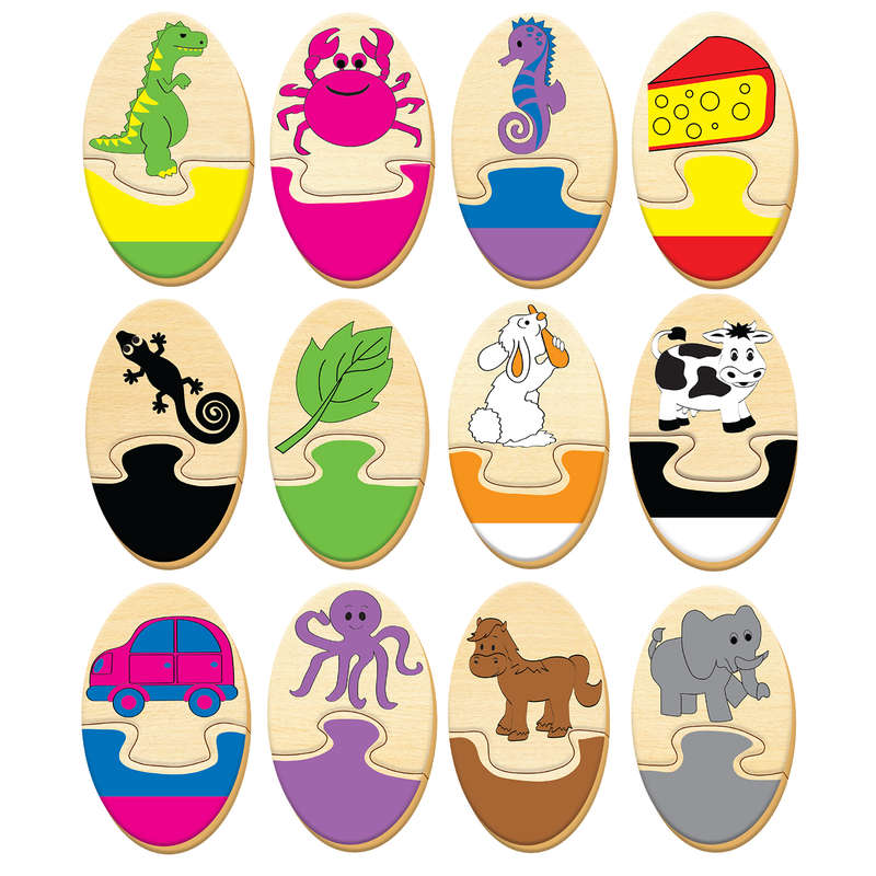 Colour Fun Puzzles - 21 x 2 Piece Genuine Wood Puzzle