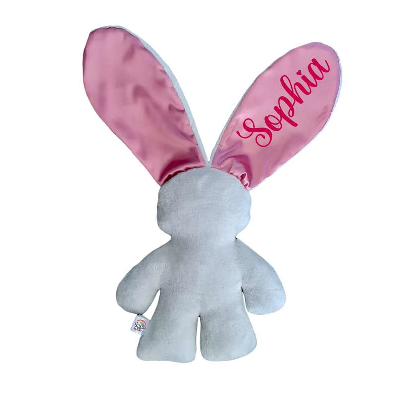 Personalized Grey and Pink Snuggle Bunny