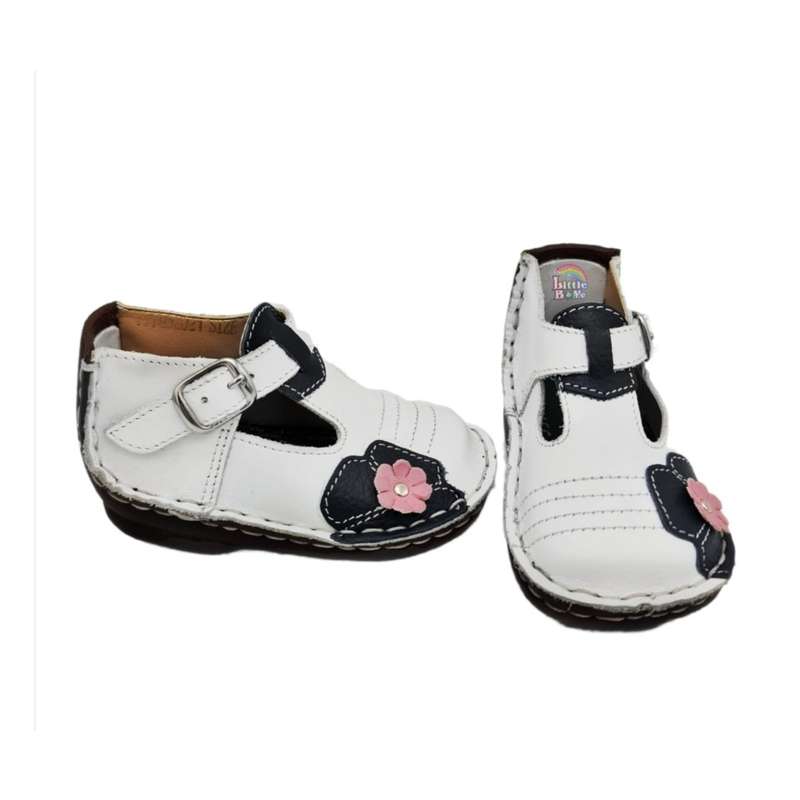 Cobbles - White with Navy and Pink Flower (2,5,6)