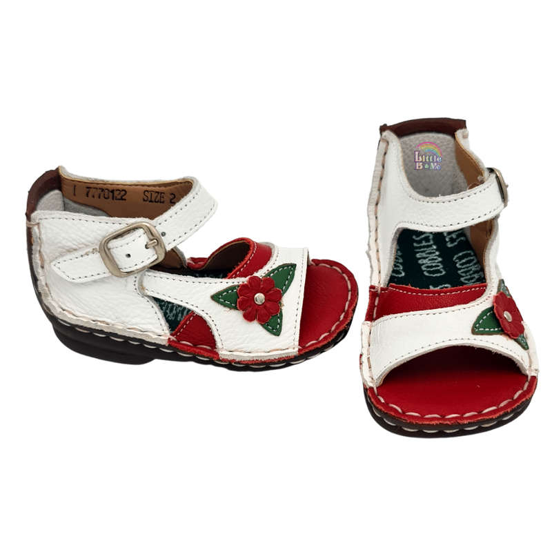 Cobbles - White and Red Sandal (Size 3)