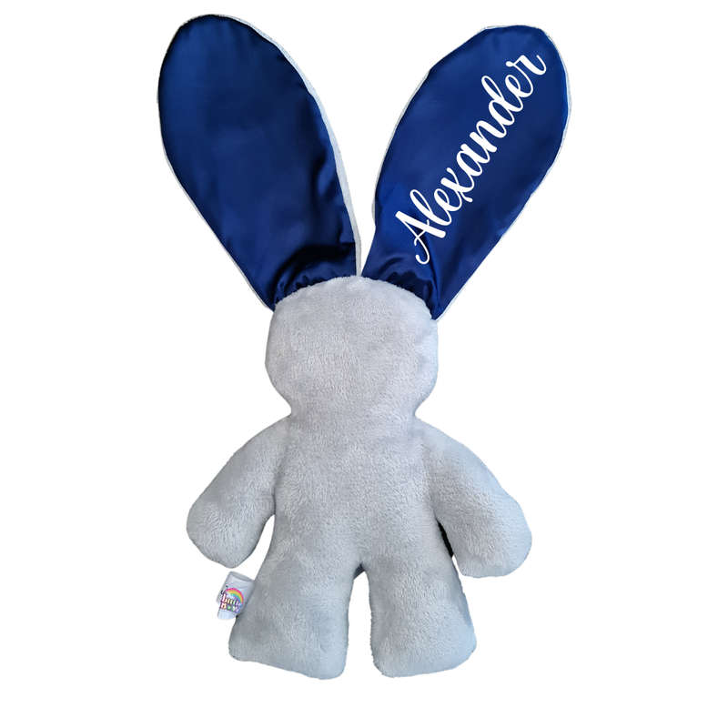 Personalized Grey and Navy Snuggle Bunny
