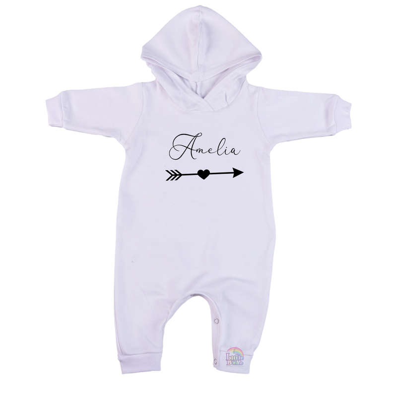 Girl Name Hooded Romper (0-24mnts)