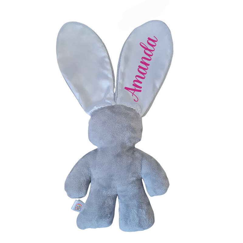 Personalized Grey and White Snuggle Bunny