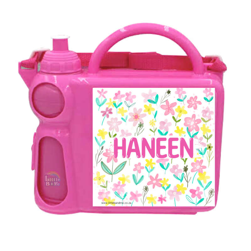 Personalized Carry Along Lunchbox & Bottle - Pink