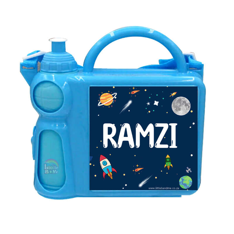 Personalized Carry Along Lunchbox & Bottle - Blue