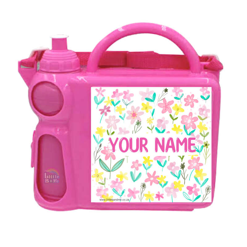 Personalized Carry Along Lunchbox & Bottle - Pink