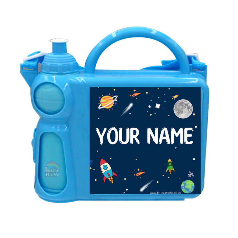 Personalized Carry Along Lunchbox & Bottle - Blue