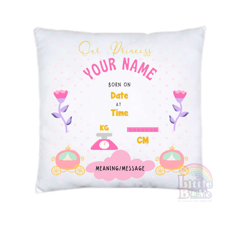Personalized Birth Announcement Cushion - Girl