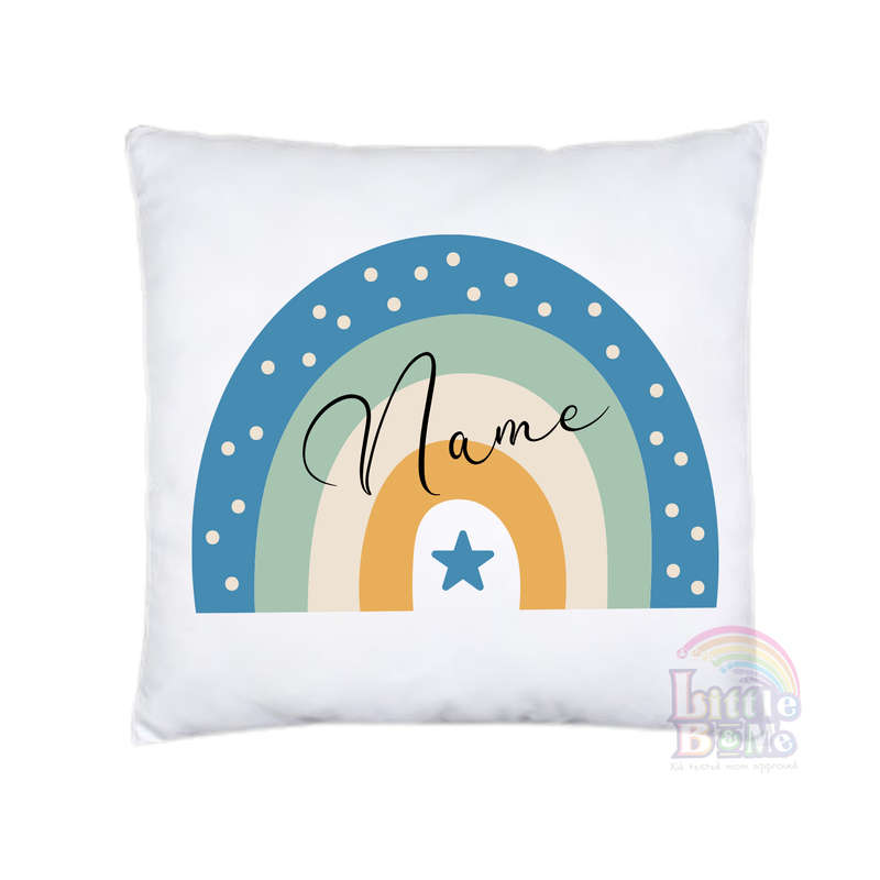 Personalized Blue Rainbow Cushion