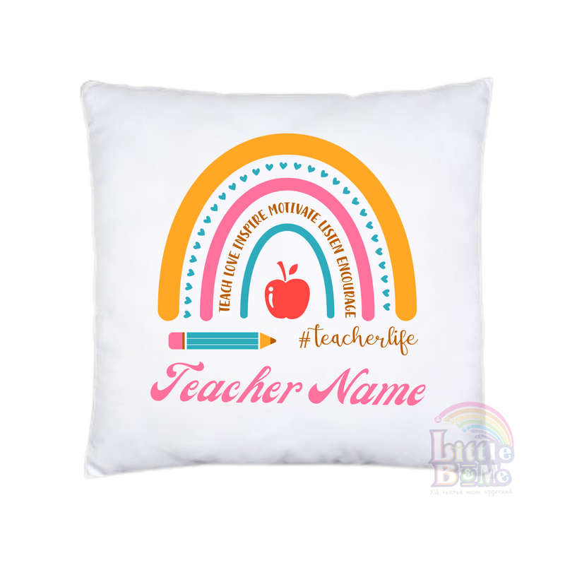 Personalized Teacher Rainbow Cushion