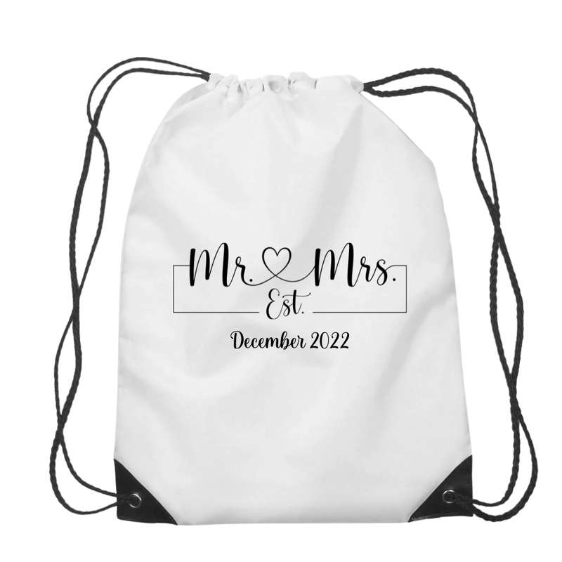 Personalized Mr & Mrs Drawstring Bag