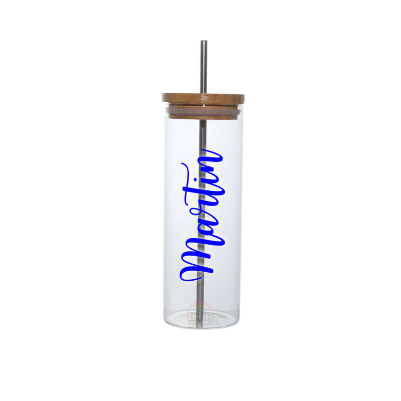 Personalized Glass Bottle with Straw