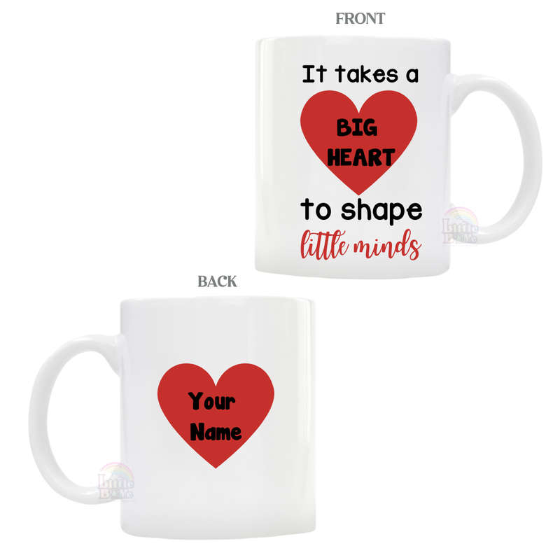 Personalized Big Heart Teacher Mug