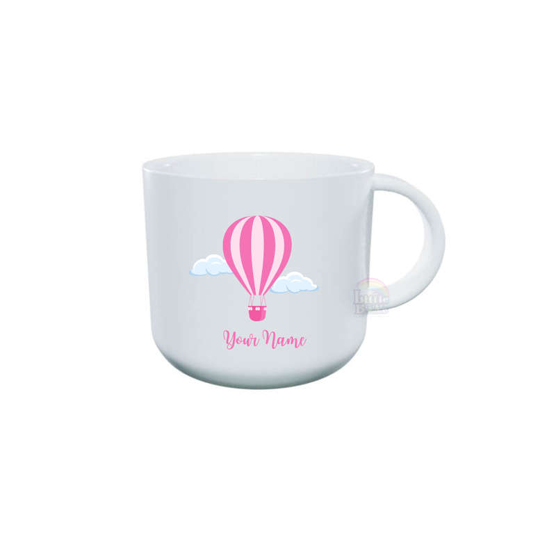 Personalized Toddler Mug - Hot Air Balloon Pink