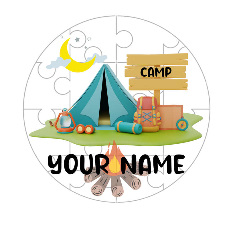 Personalized Mini Round Camp Puzzle