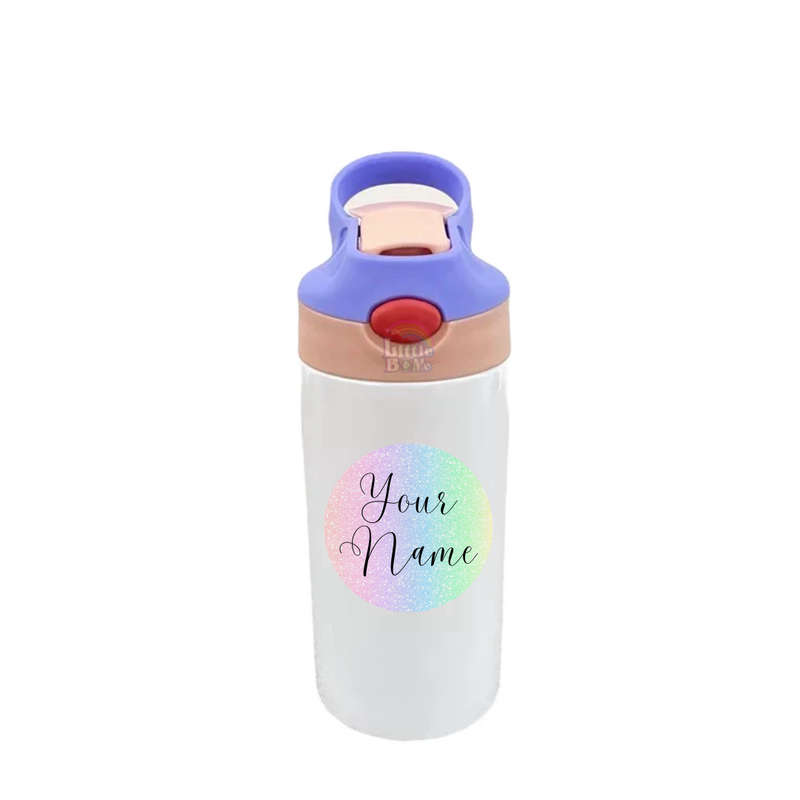 Personalized Straw Water Bottle - Pink & Purple