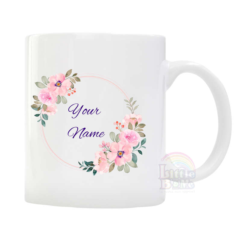 Personalized Light Pink Floral Mug
