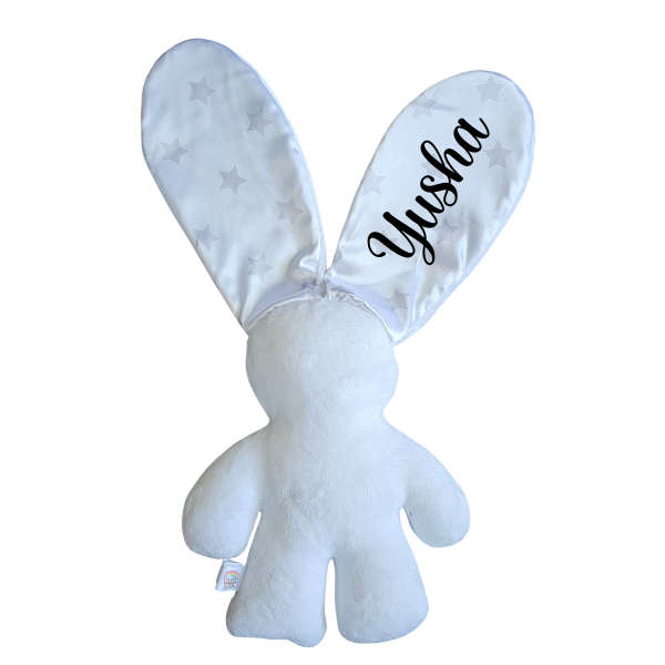 Personalized White and Grey Stars  Snuggle Bunny