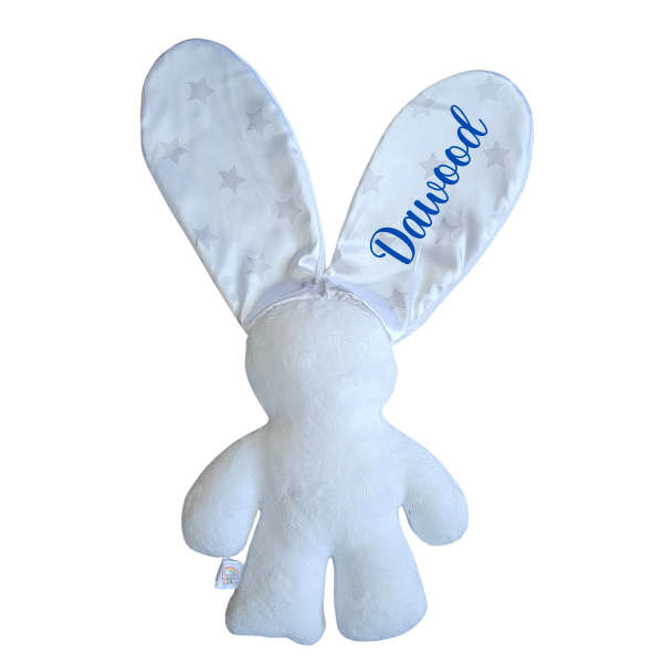 Personalized White and Grey Stars  Snuggle Bunny