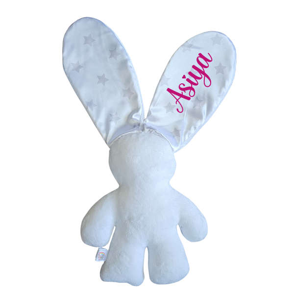 Personalized White and Grey Stars  Snuggle Bunny
