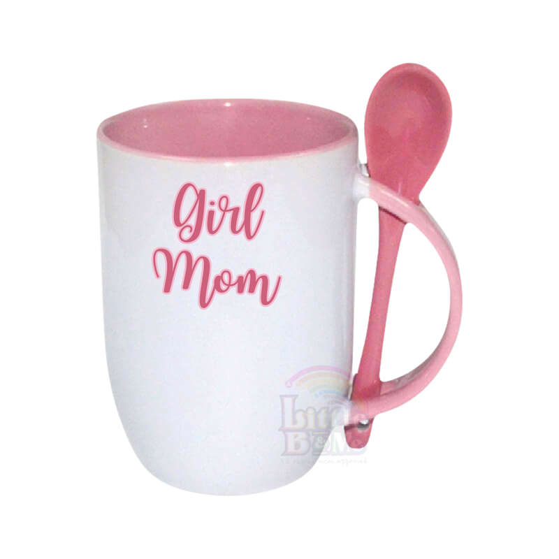 Personalized Mug With Spoon - Girl Mom