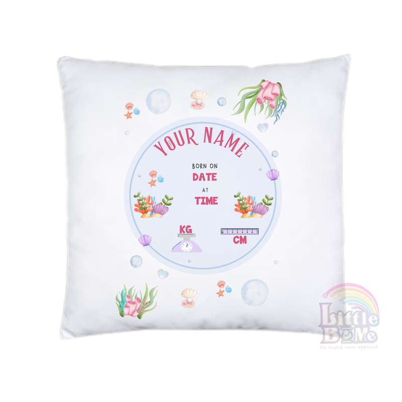 Personalized Birth Announcement Cushion Ocean