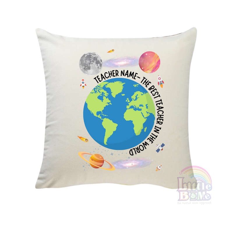 Personalized Teacher Space Canvas Cushion