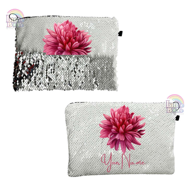 Personalized Sequin Cosmetic Bag- Chrysanthemum
