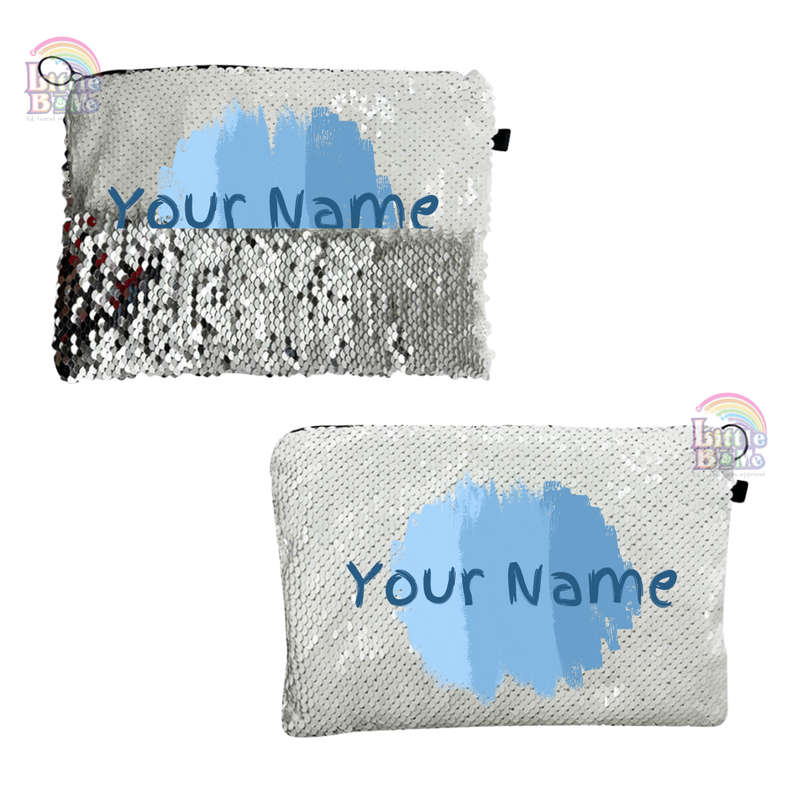 Personalized Sequin Cosmetic Bag- Blue Paint