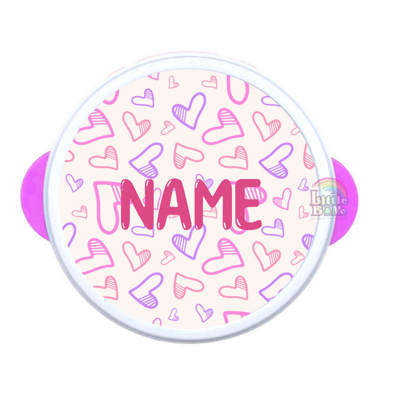 Personalized Round Lunch Box - Hearts