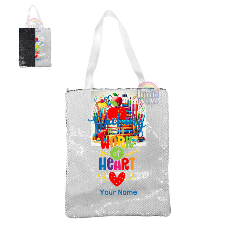 Personalized Sequin Tote Bag- Teaching