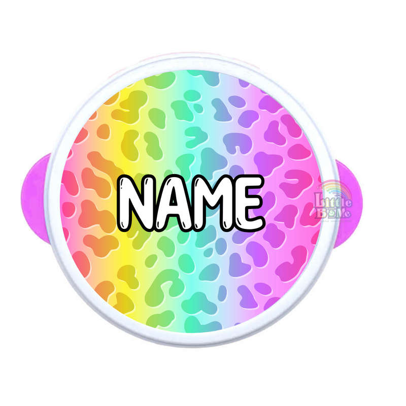 Personalized Round Lunch Box - Rainbow Leopard