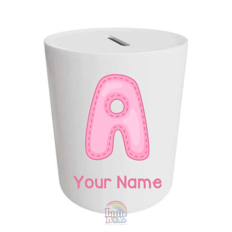Personalized Money Box - Pink Alphabet