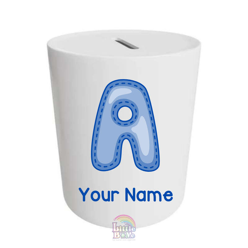 Personalized Money Box - Blue Alphabet