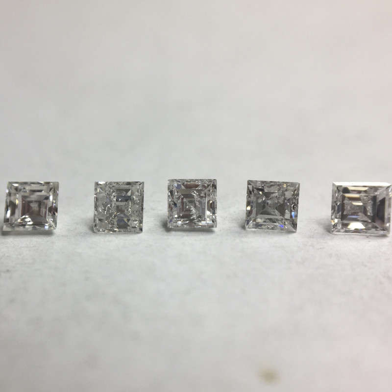0.41 ct 5 x I2/I3 E/F/G Carrè Cut square diamonds