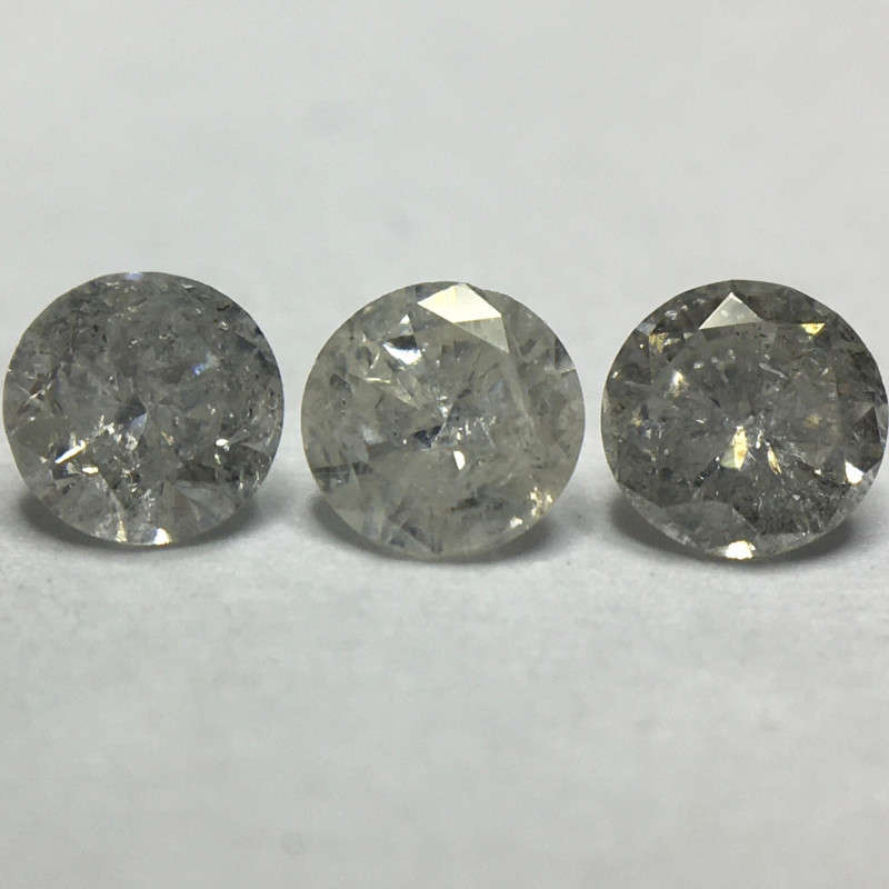 0.23 Ct 3 x Salt and Pepper Grey I3 - Pique Round Brilliant Melee Diamonds