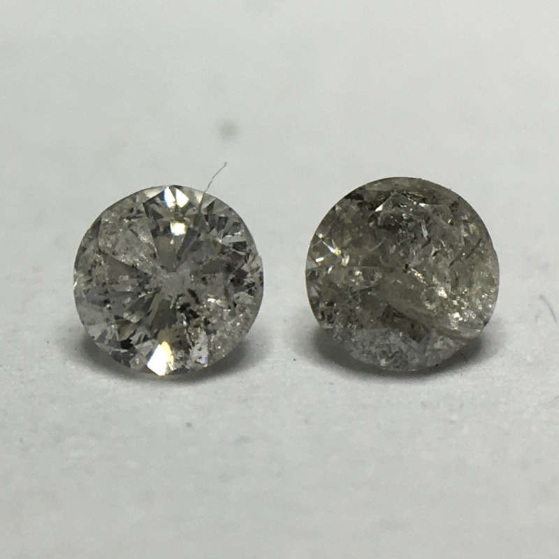 0.10 Ct 2 x Salt and Pepper I3 - Pique Round Brilliant Melee Diamonds