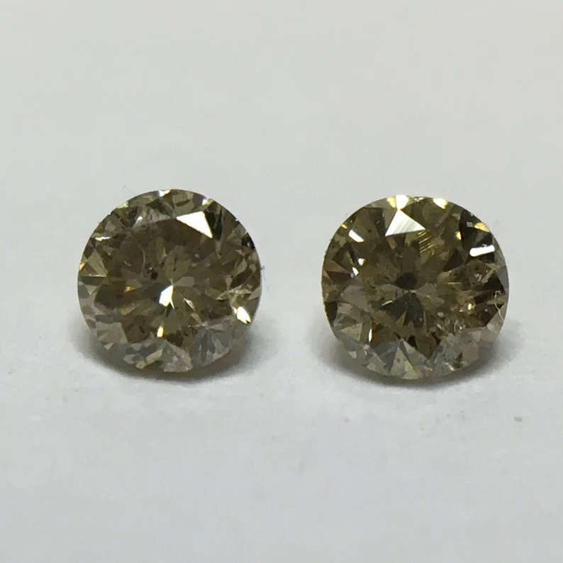 0.10 Ct 2 x Fancy Yellowish Brown Si1 - SI2 Round Brilliant Melee Diamonds
