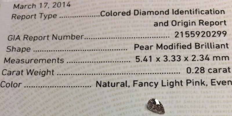 0.28 Fancy Light Pink GIA Pear Certified Natural Loose Diamond