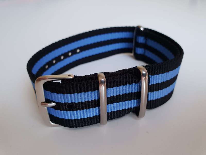 22mm Nato Watch Strap Black/Blue
