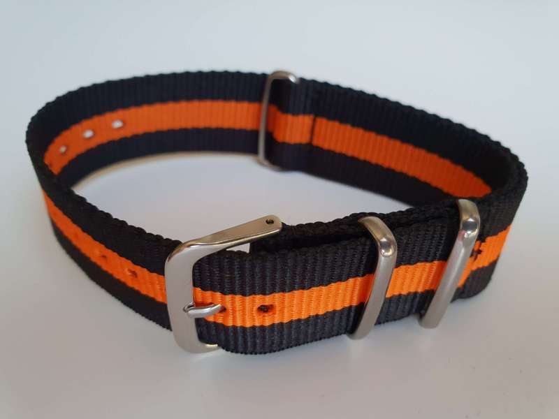 20mm Nato Watch Strap Black/Orange