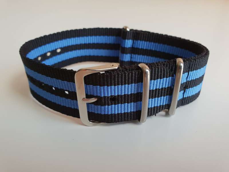 24mm Nato Watch Strap Black/Blue